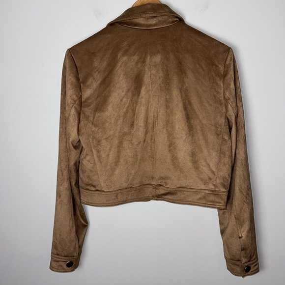 House of Harlow Brown Faux Suede Cropped Jacket Medium - Picture 5 of 5